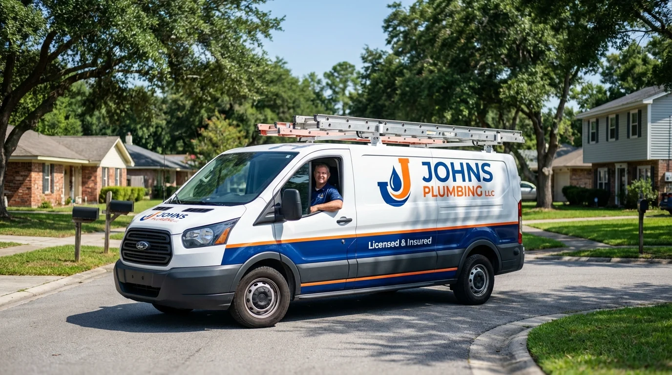 Johns Plumbing LLC service van in Ponca City, OK