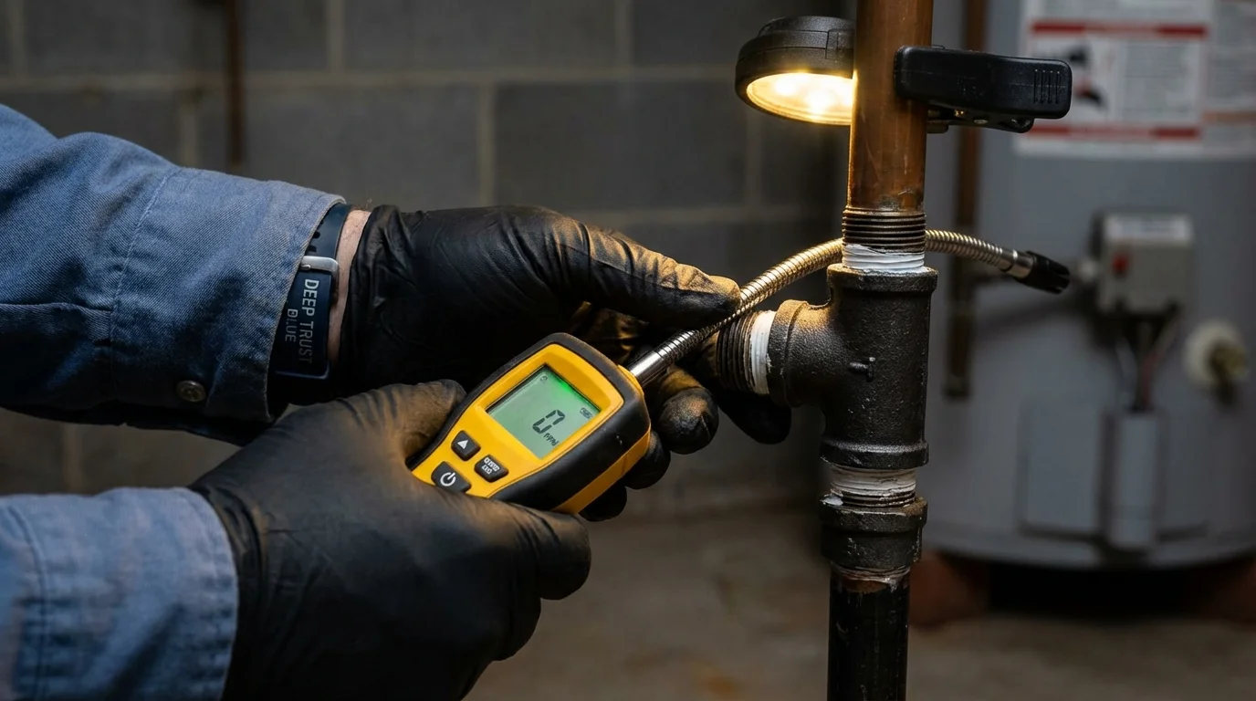 Gas leak detection with electronic sniffer by Johns Plumbing LLC in Ponca City